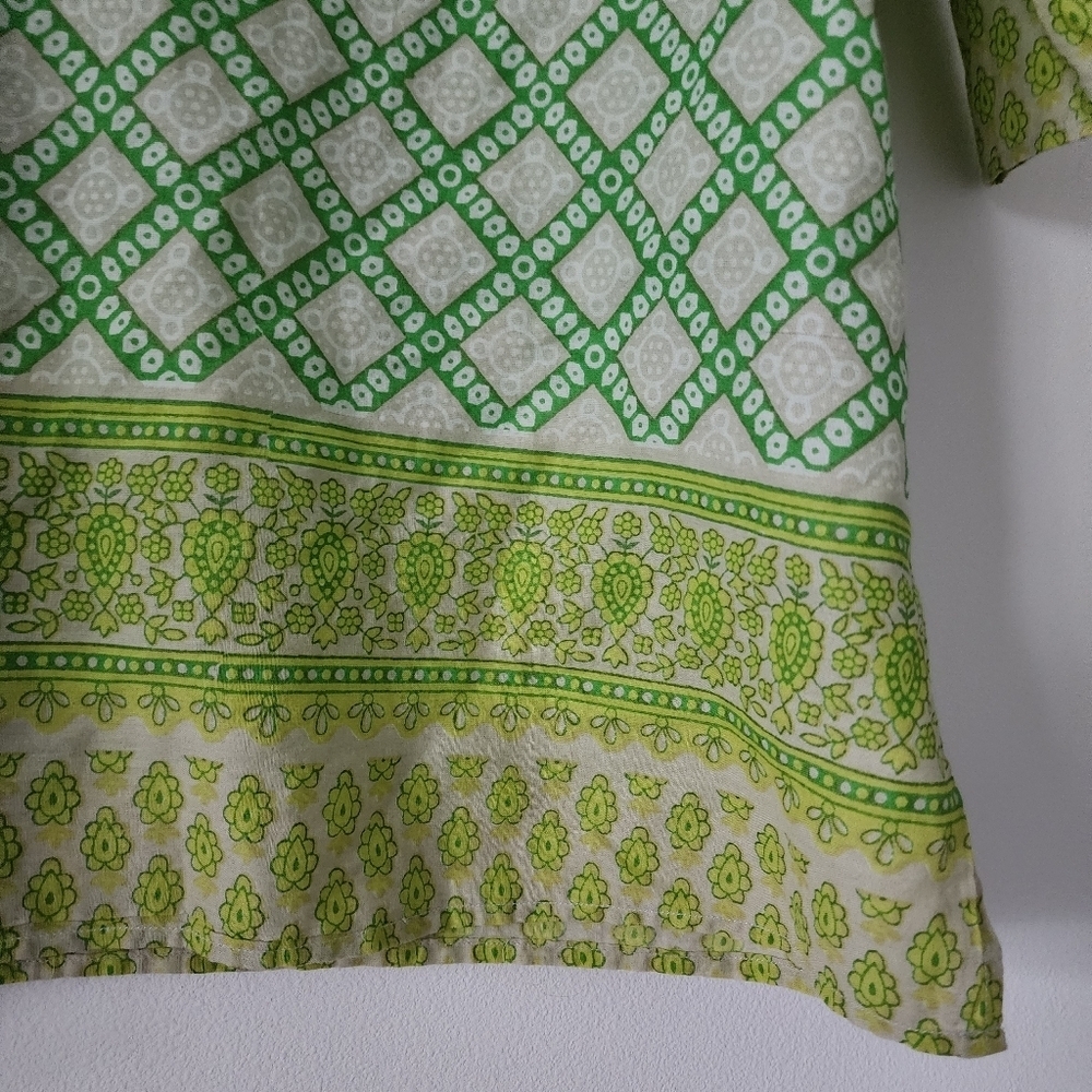 Calypso St. Barth Green Geometric Print 100% Cotton Tunic Top XS - Picture 8 of 13